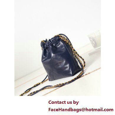 Chanel Shiny Calfskin  &  Gold-Tone Metal CHANEL 22 Mini Handbag AS3980 Navy Blue